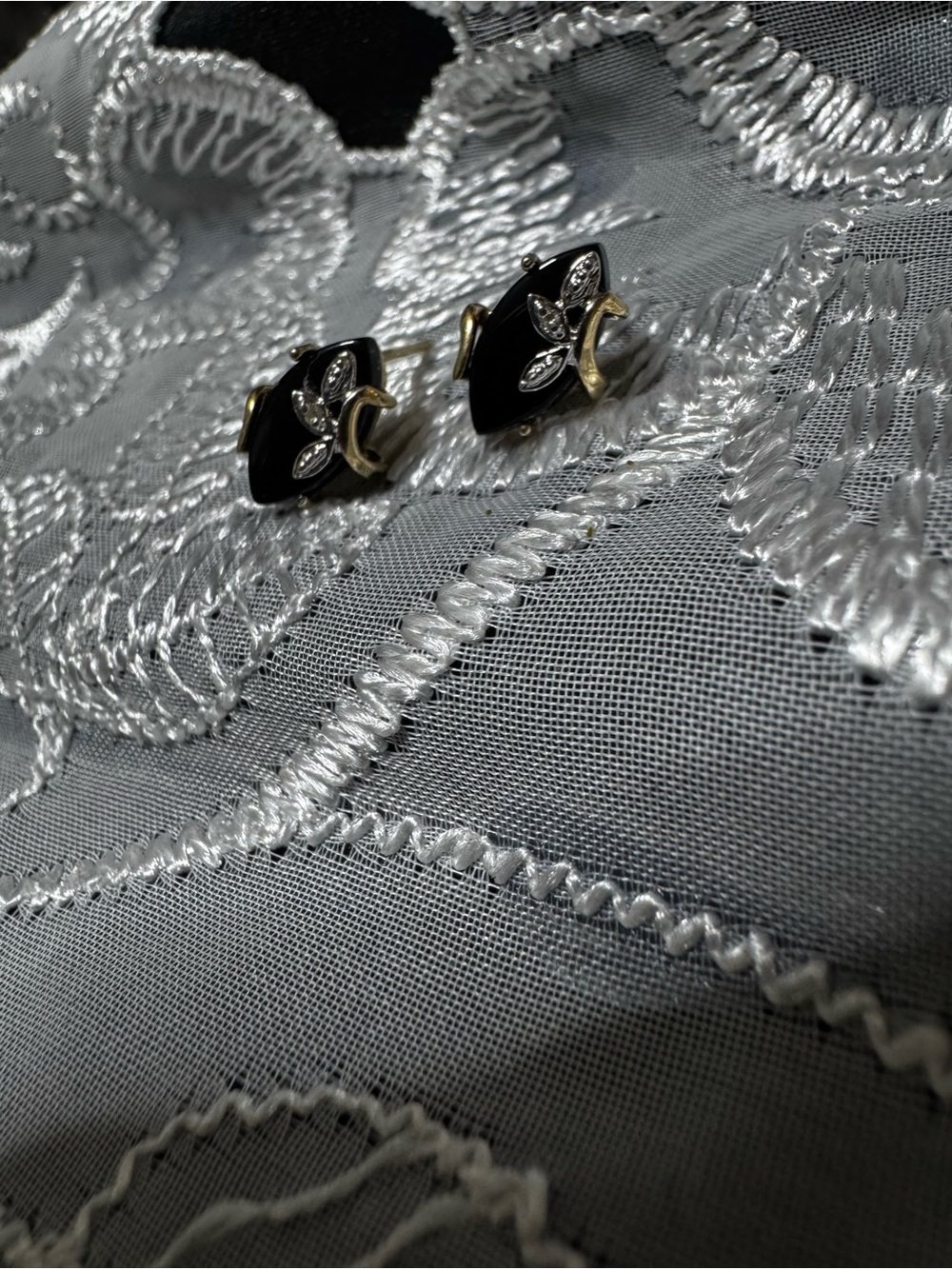 ✨ Authentic Vintage 14K & 10K Yellow Gold Black Onyx Stud Earrings ✨